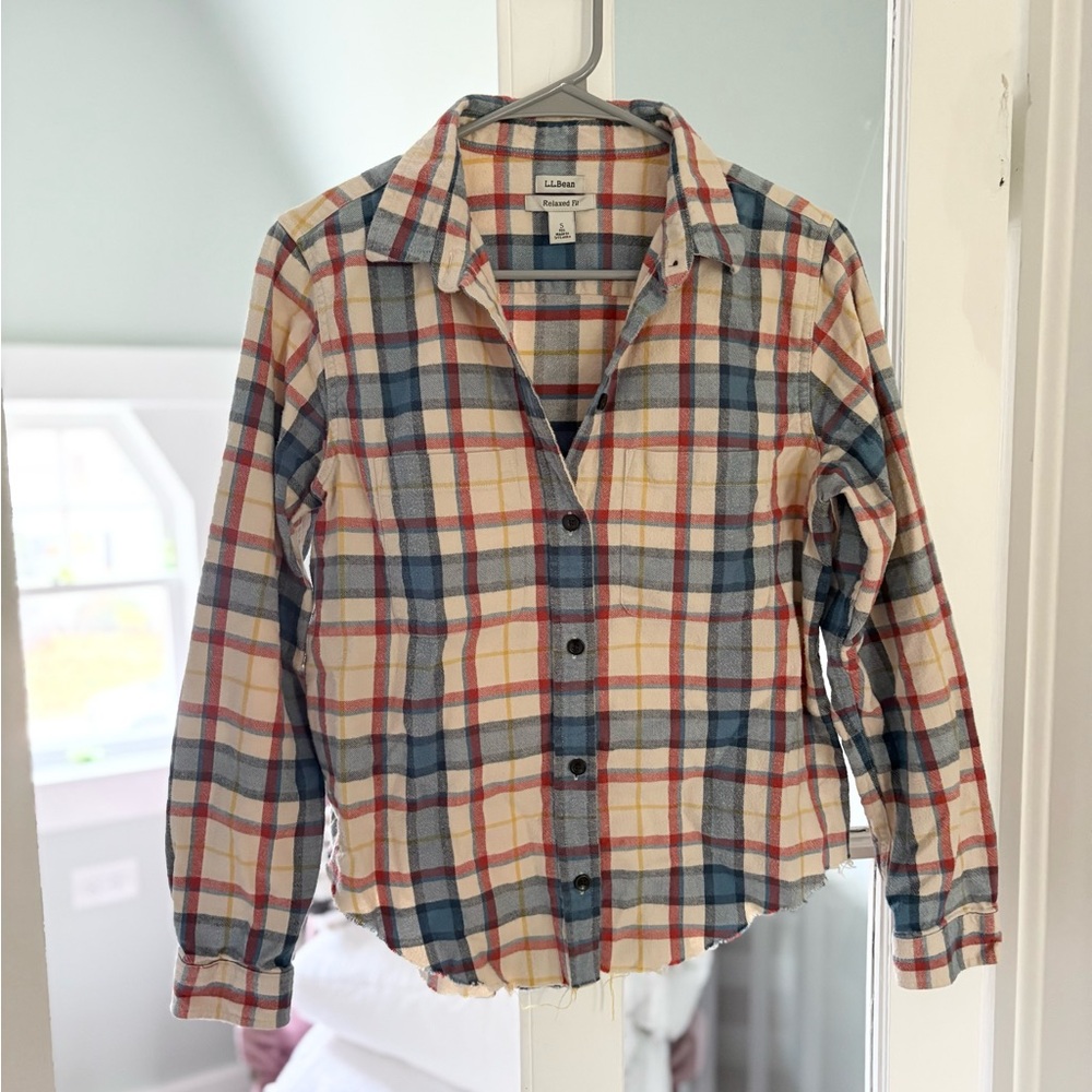 LL Bean Plaid Flannel Shirt Size S | cropped to fall at hips
